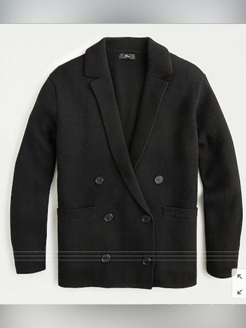 J.Crew Sweater Blazer Womens Small Black Merino Wool Double Breasted AF390